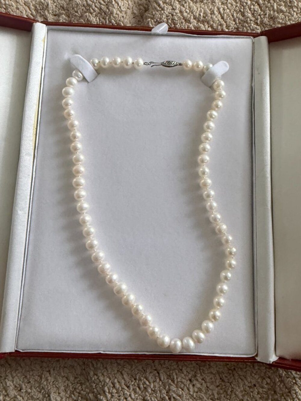 The Pearl Source 7–8mm Freshwater Pearl Necklace 14K White Gold Clasp